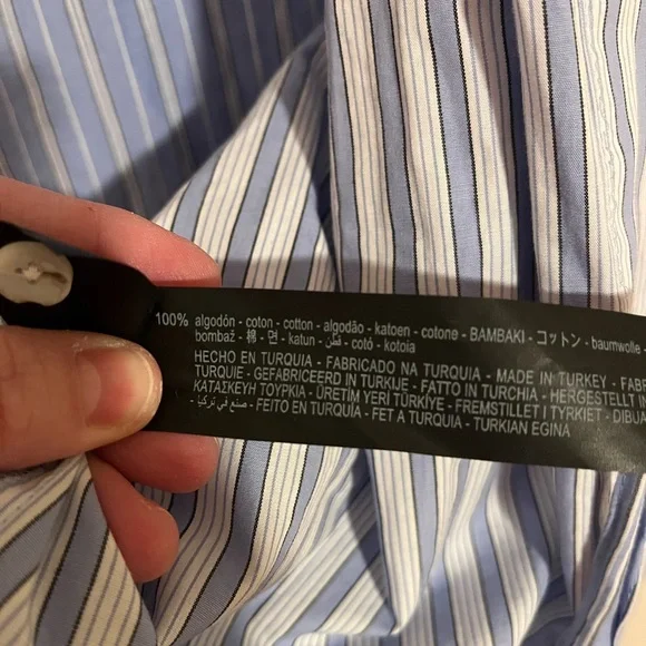 Zara Women’s Blue and White Striped Peoni Shirt Size XSMALL - Picture 7 of 7